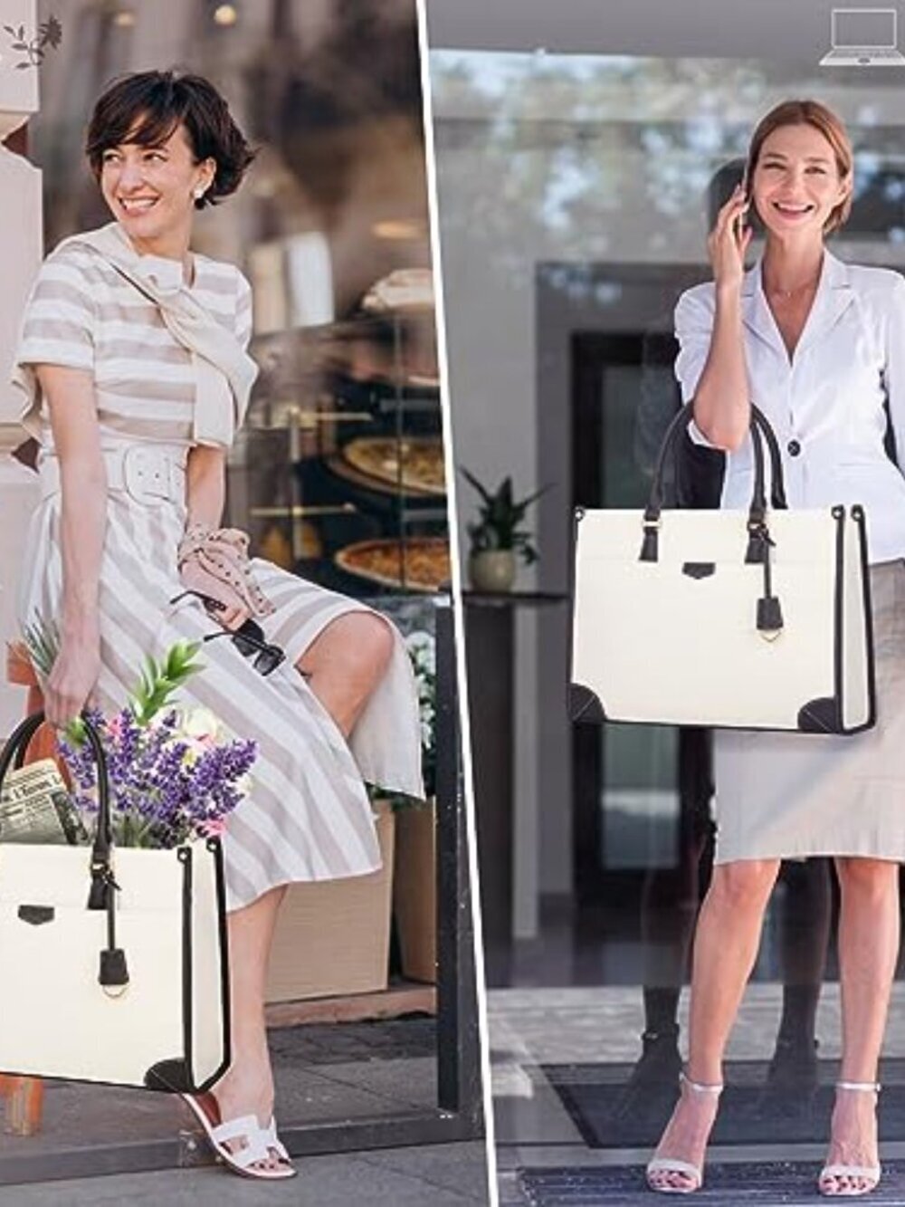 🆕 Laptop Bag for Women 15.6 inch Laptop Tote Bag Waterproof Canvas Work Bag - Picture 2 of 7